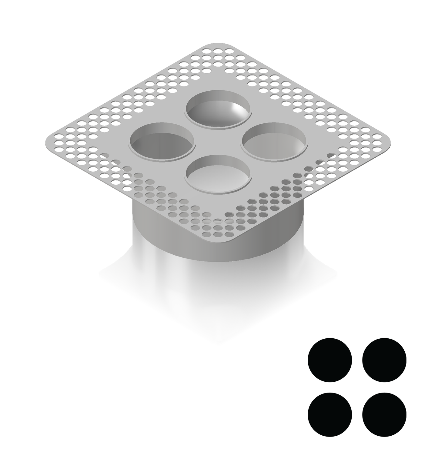 4"x4" Plaster-In Vent - Circle Design - 4” direct connect
