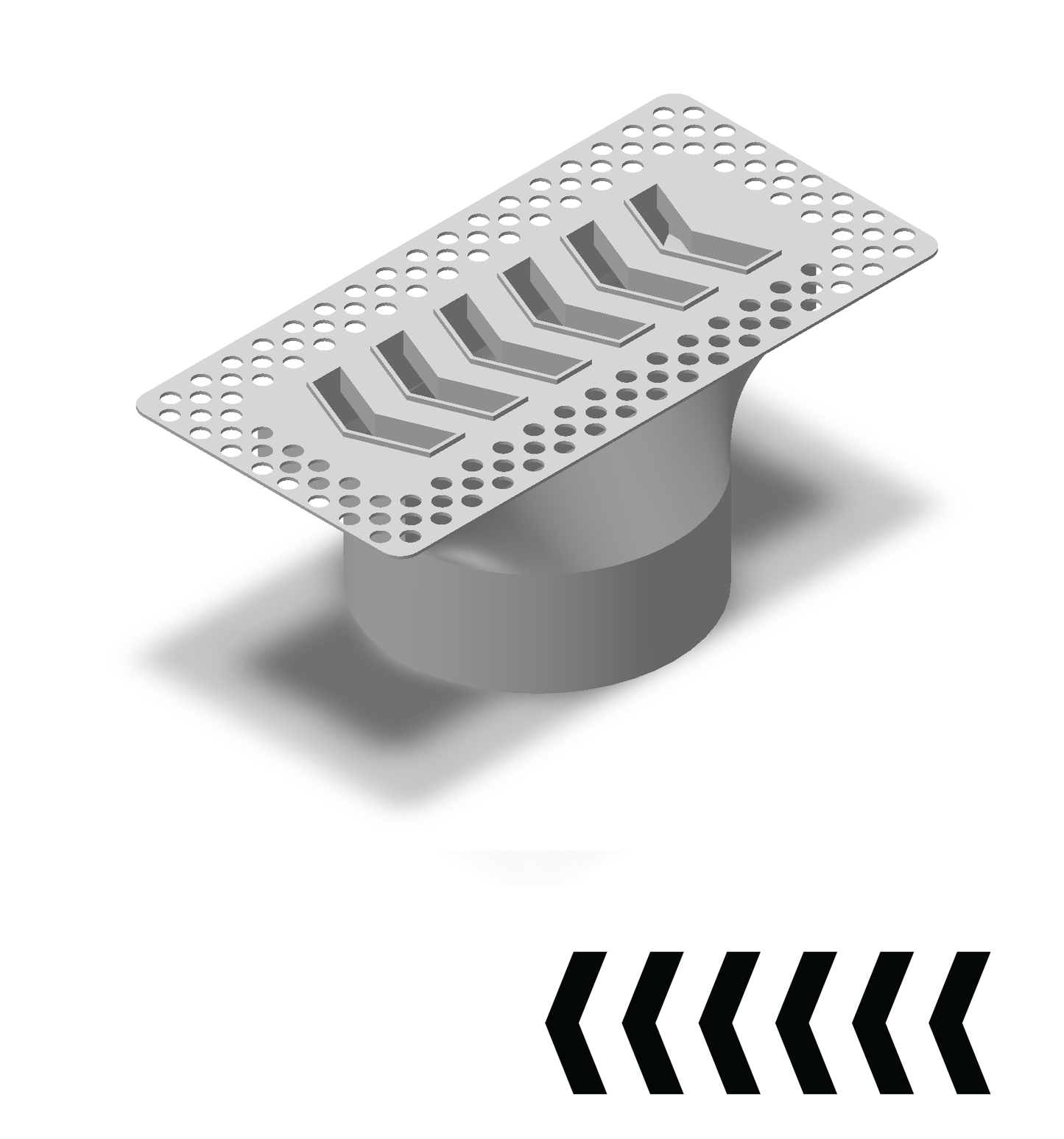 6"x2" Plaster-In Vent - Chevron Design - 4” direct connect