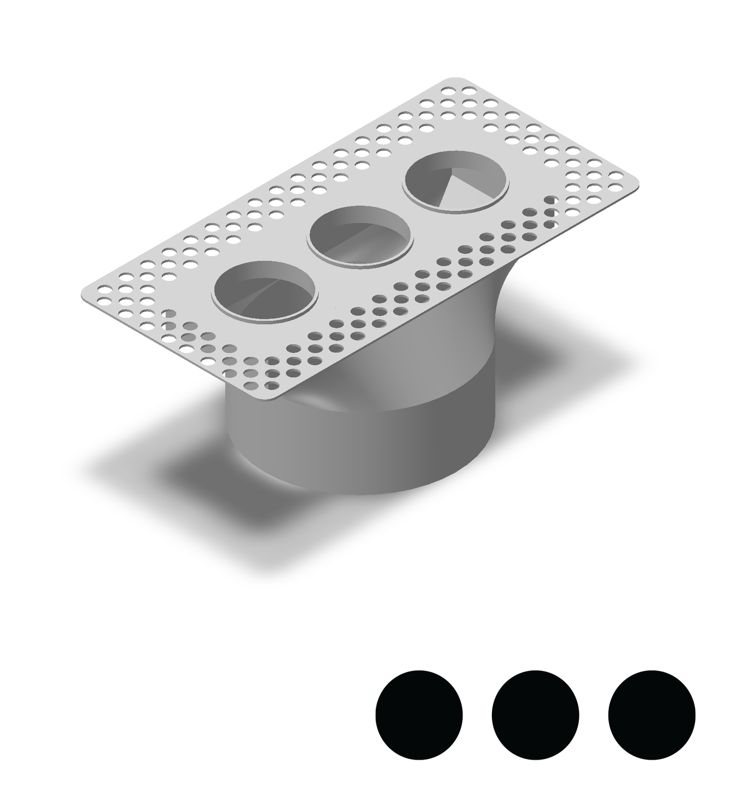 6"x2" Plaster-In Vent - Triple Circle Design - 4” duct direct connect