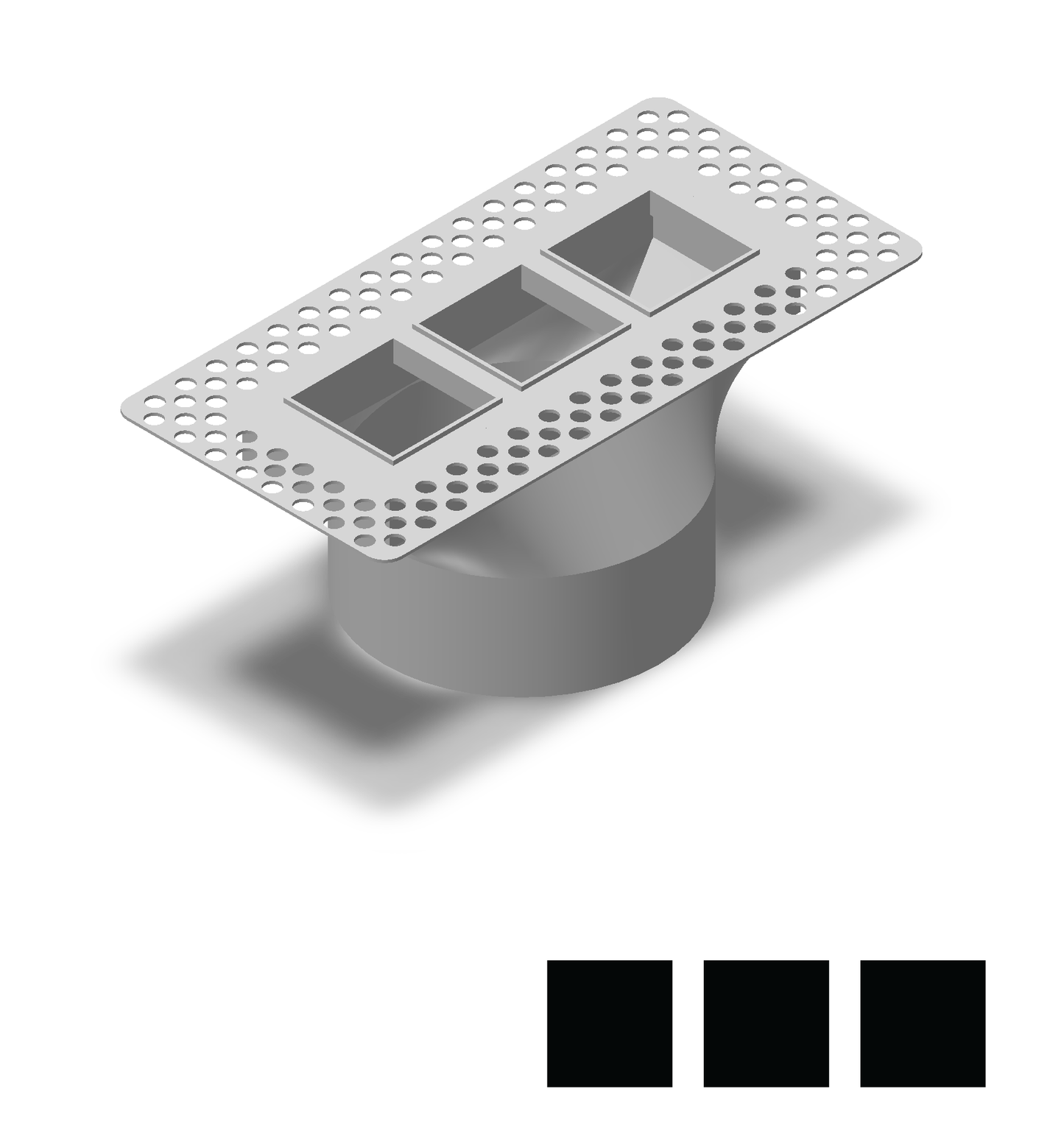 6"x2" Plaster-In Vent - Triple Square Design - 4” direct connect