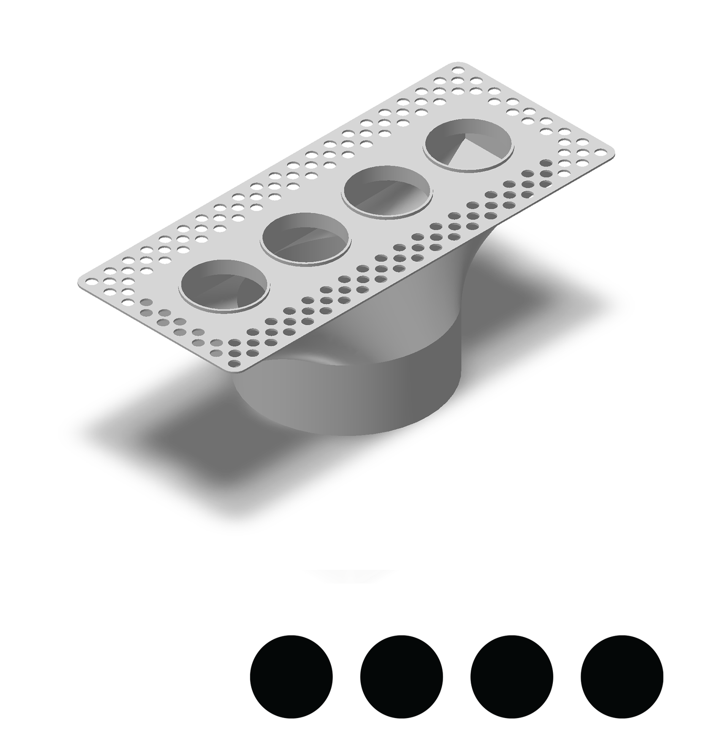 8"x2" Plaster-In Vent - Quad Circle Design - 4”/5" direct connect
