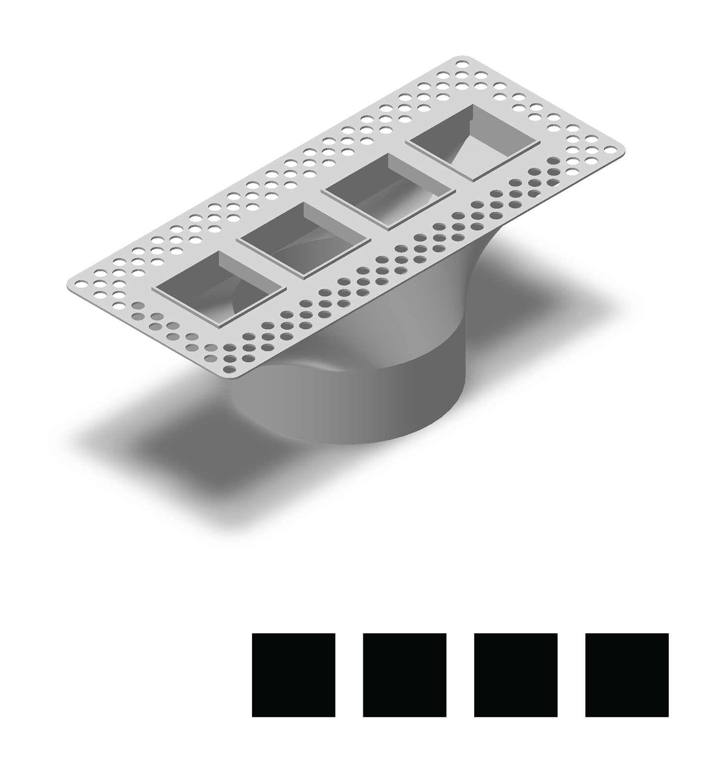 8"x2" Plaster-In Vent - Quad Square Design - 4”/5" direct connect