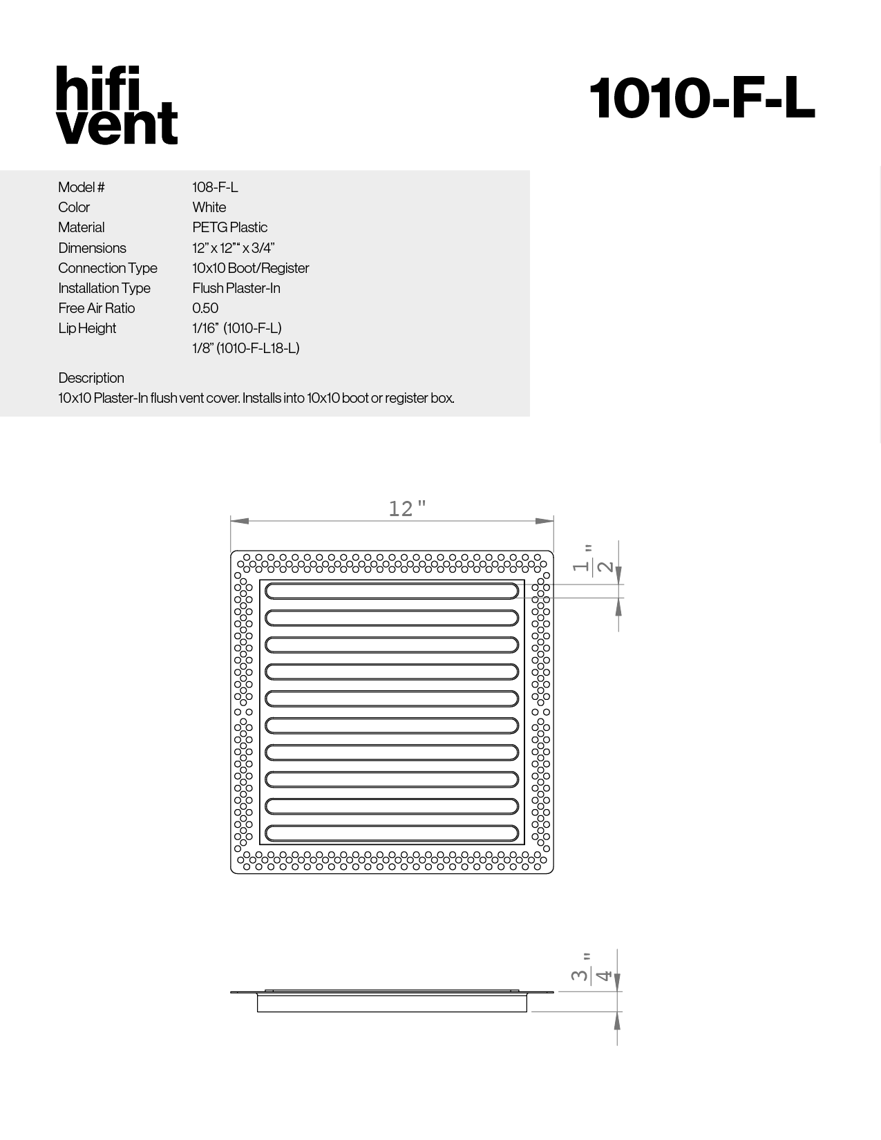 Full Plaster-In Vent - Linear Design - Square/Rectangular Registers