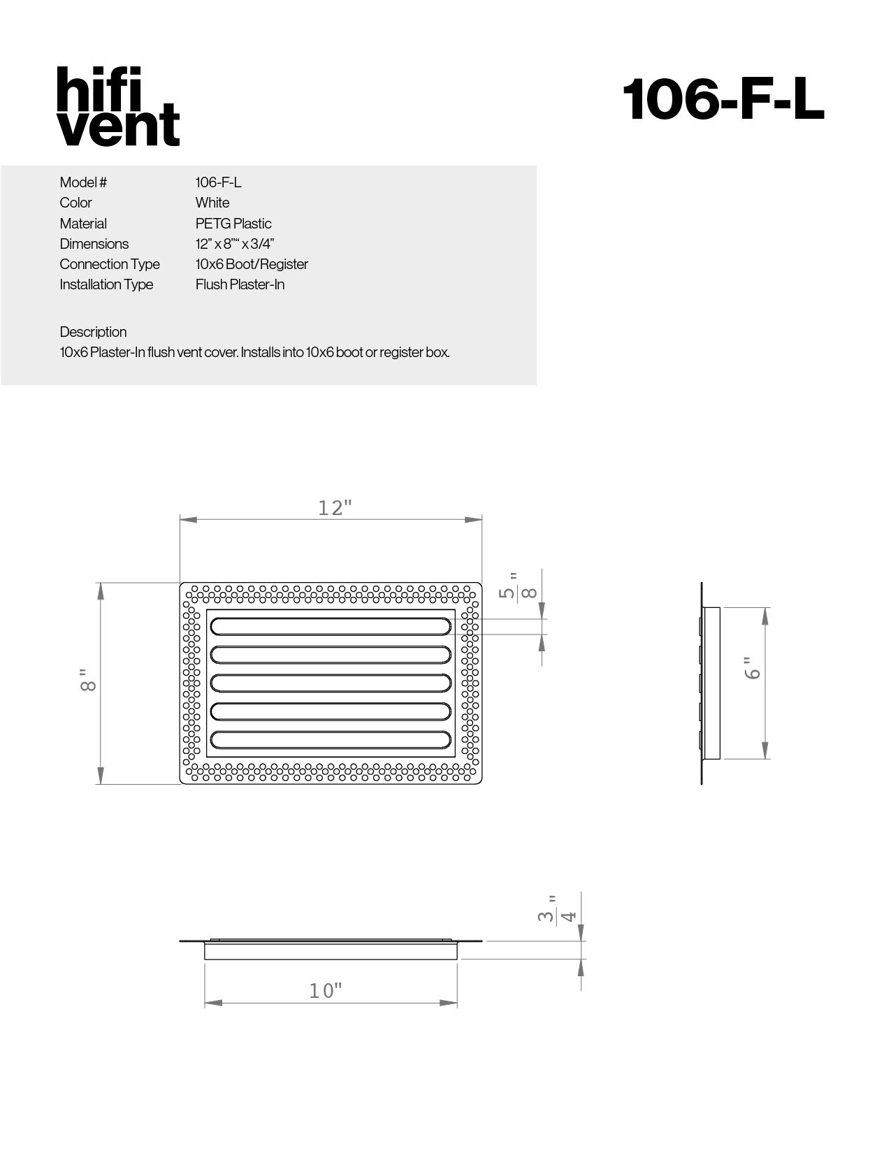 Full Plaster-In Vent - Linear Design - Square/Rectangular Registers
