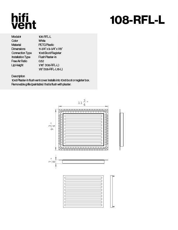 Removable Plaster-In Vent - Linear Design - Square/Rectangular Registers