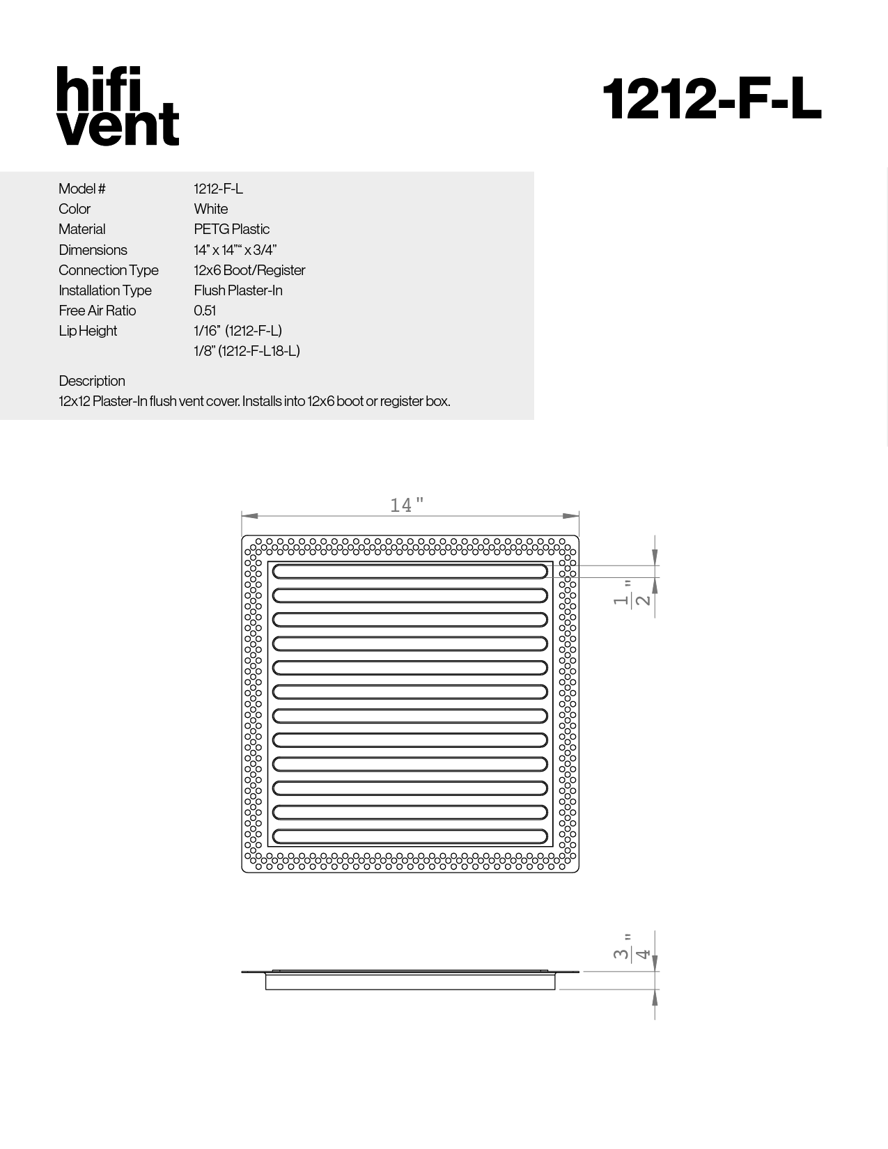 Full Plaster-In Vent - Linear Design - Square/Rectangular Registers