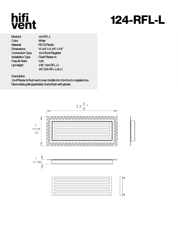 Removable Plaster-In Vent - Linear Design - Square/Rectangular Registers