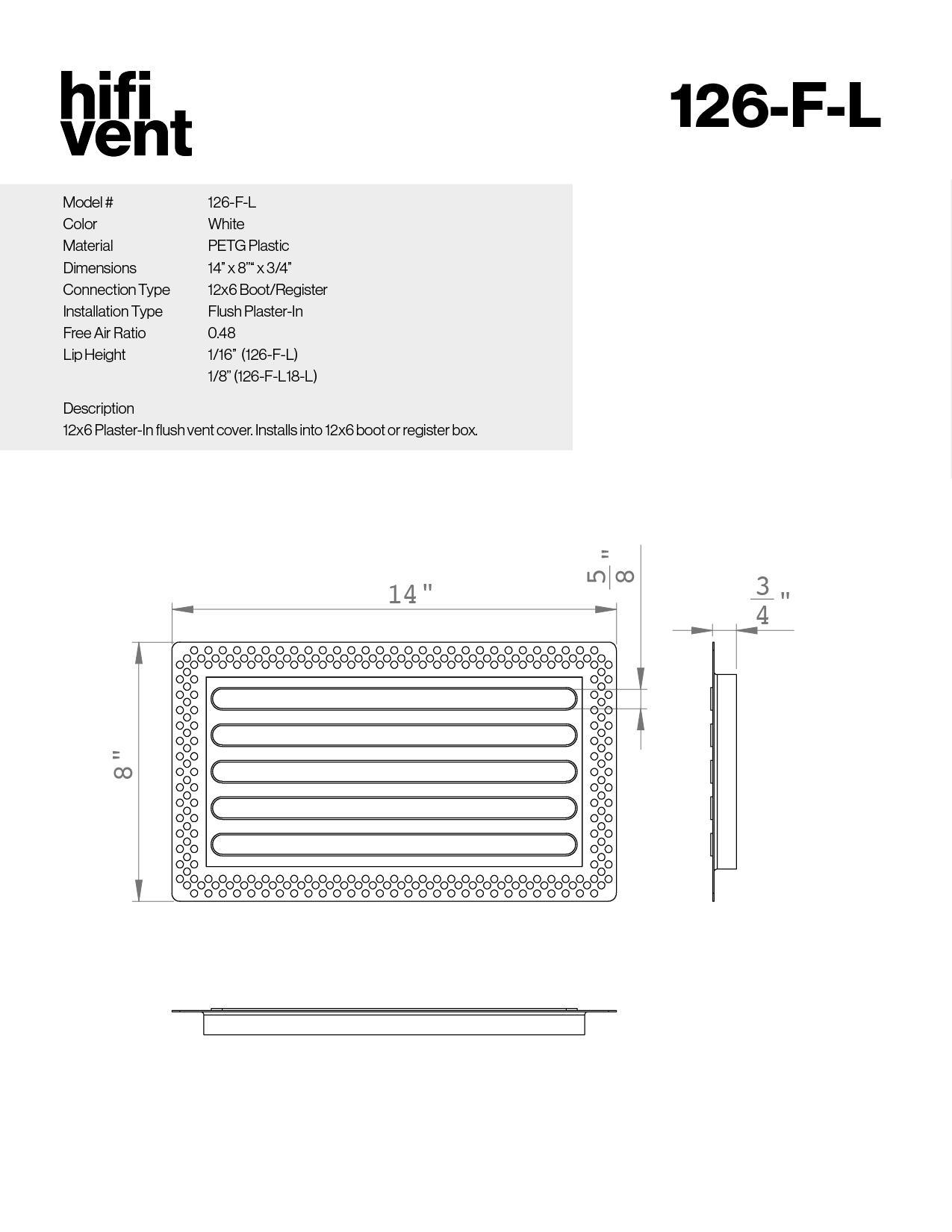 Full Plaster-In Vent - Linear Design - Square/Rectangular Registers