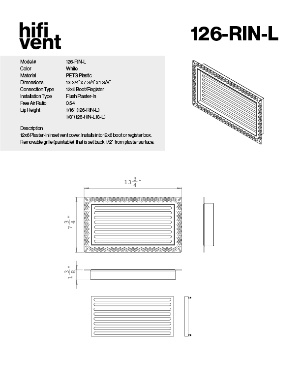 Removable Plaster-In Vent - Linear Design - Square/Rectangular Registers