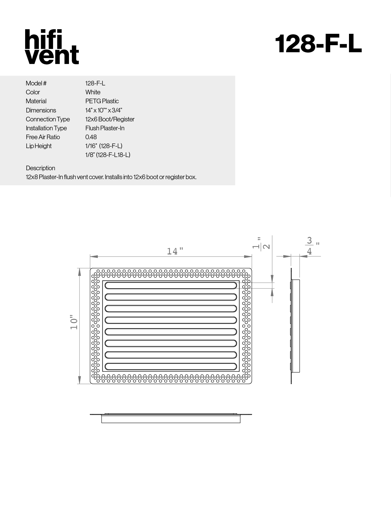 Full Plaster-In Vent - Linear Design - Square/Rectangular Registers