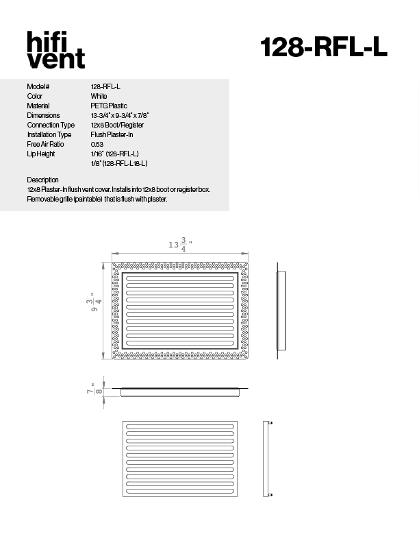 Removable Plaster-In Vent - Linear Design - Square/Rectangular Registers