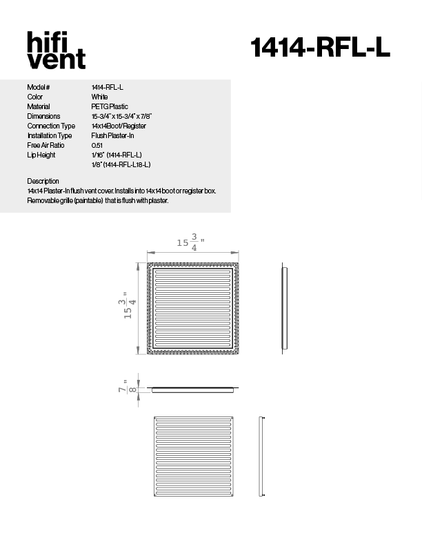 Removable Plaster-In Vent - Linear Design - Square/Rectangular Registers