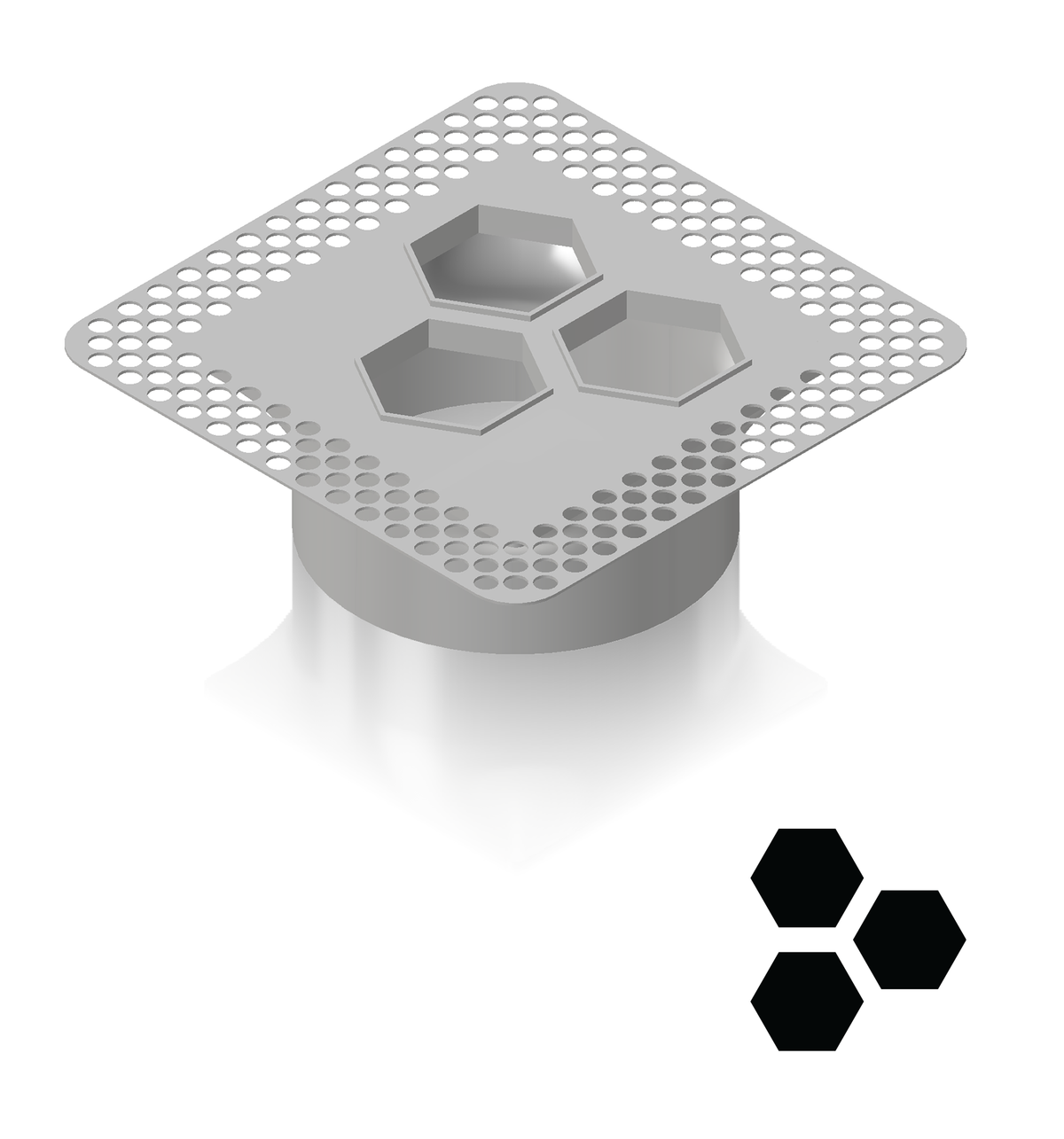 4"x4" Plaster-In Vent - Hexagon Design - 4” direct connect