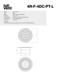 4" Round Trimless Plaster-In Vent direct connect to 4" duct