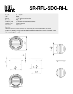 5" Round Removable Grille Modern Trimless Plaster-In Vent Direct Connect to Round Duct
