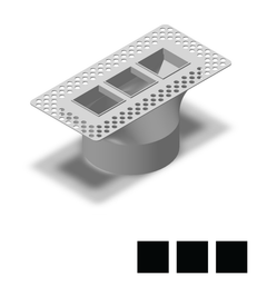 6"x2" Plaster-In Vent - Triple Square Design - 4” direct connect