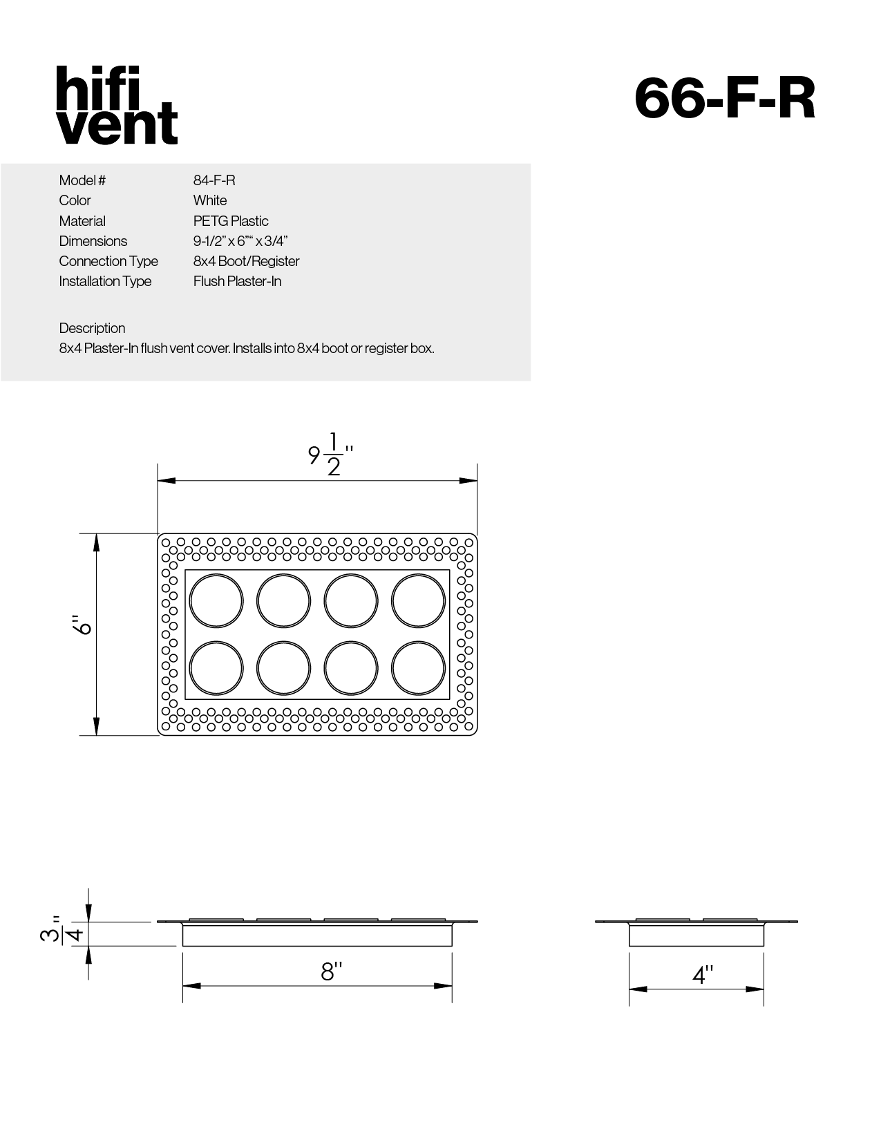 Full Plaster-In Vent - Circles Design - Square/Rectangular Registers
