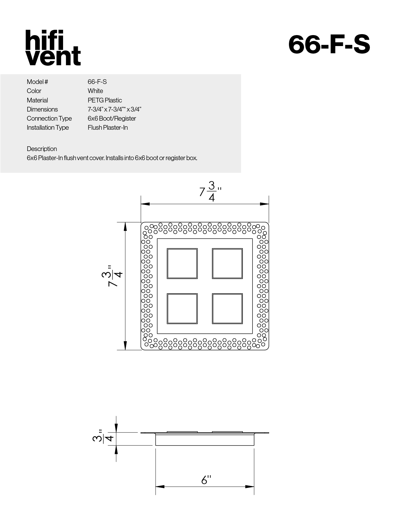 Full Plaster-In Vent - Squares Design - Square/Rectangular Registers