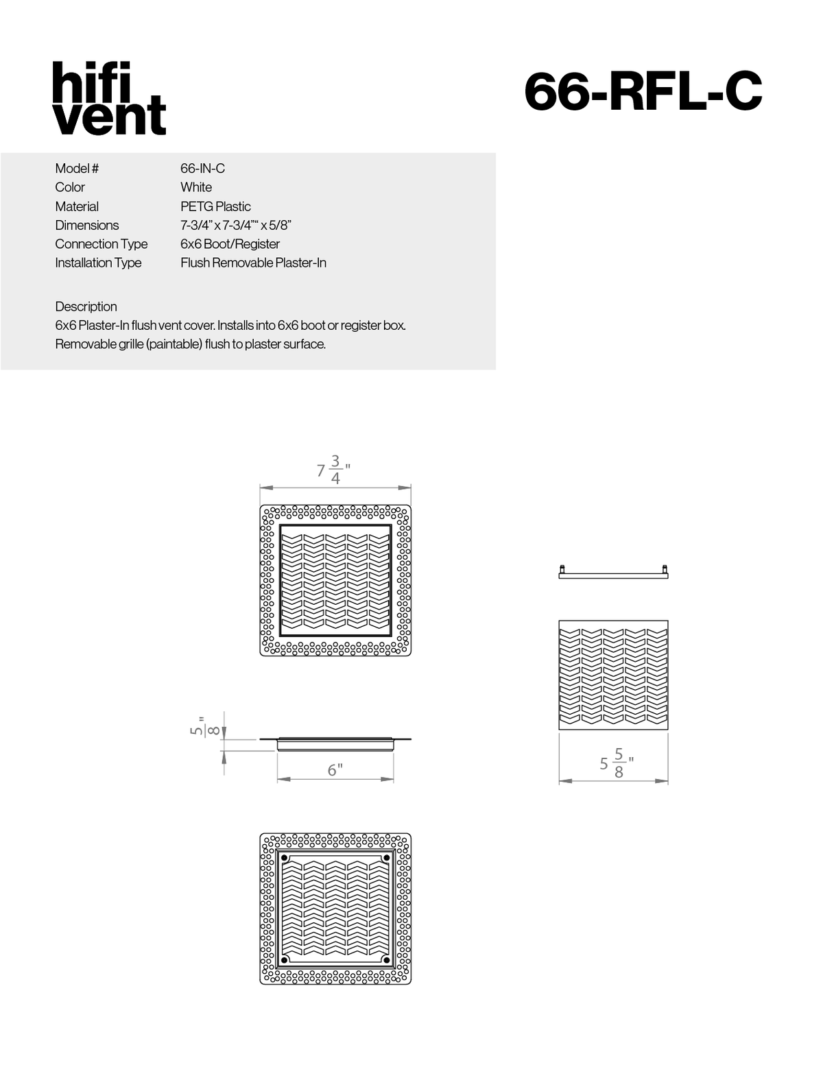 Plaster Register Examples Removable Plaster-In Vent - Chevron Design - Square/Rectangular Regist ...