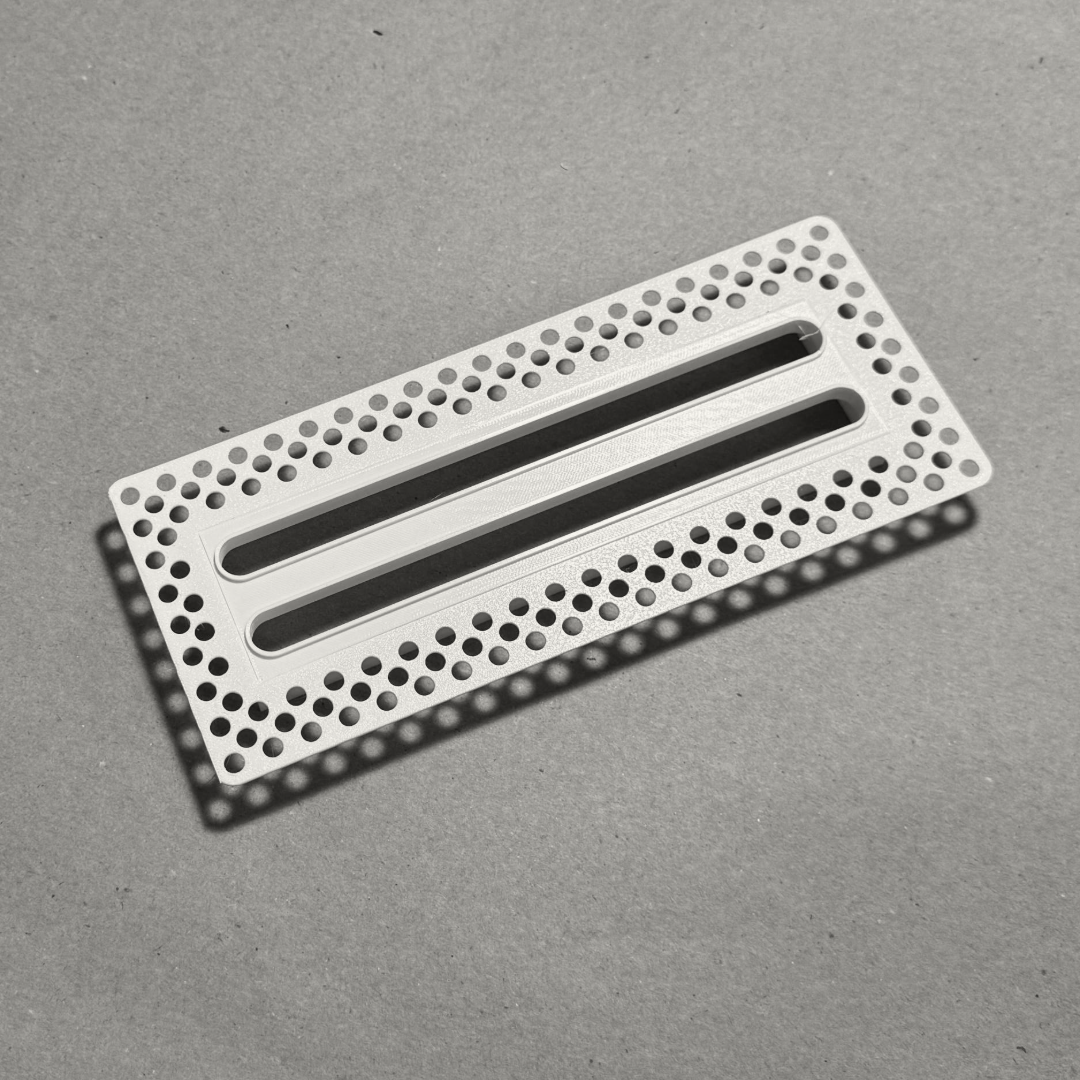 8x2-inch plaster-in vent, linear design, 4-inch direct connect