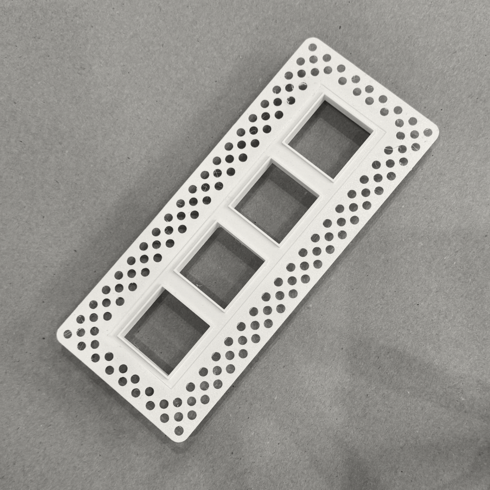 8"x2" Plaster-In Vent - Quad Square Design - 4”/5" direct connect