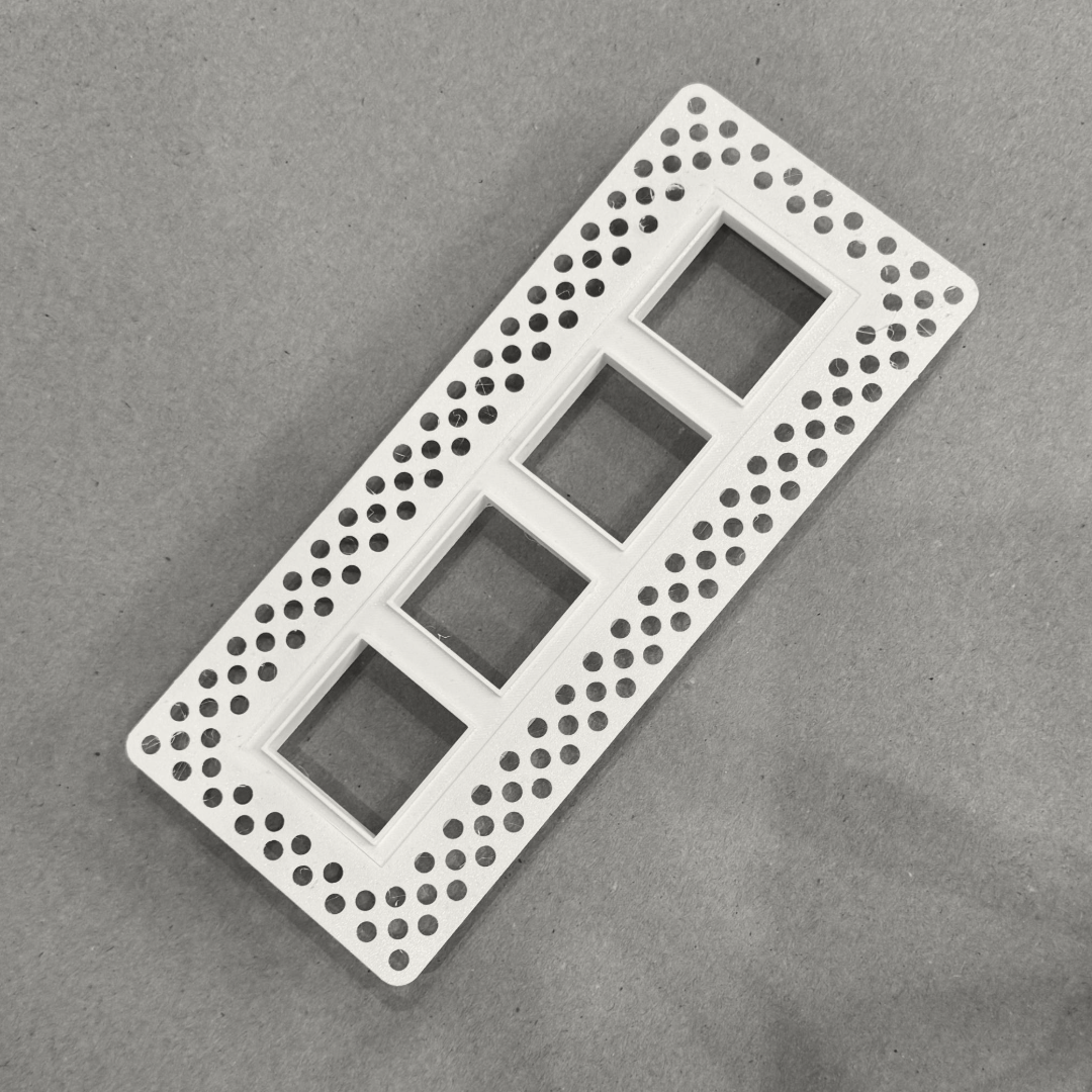 8x2-inch plaster-in vent, quad square design, 4-inch direct connect