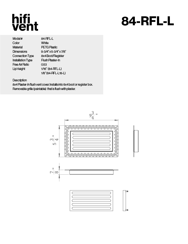 Removable Plaster-In Vent - Linear Design - Square/Rectangular Registers