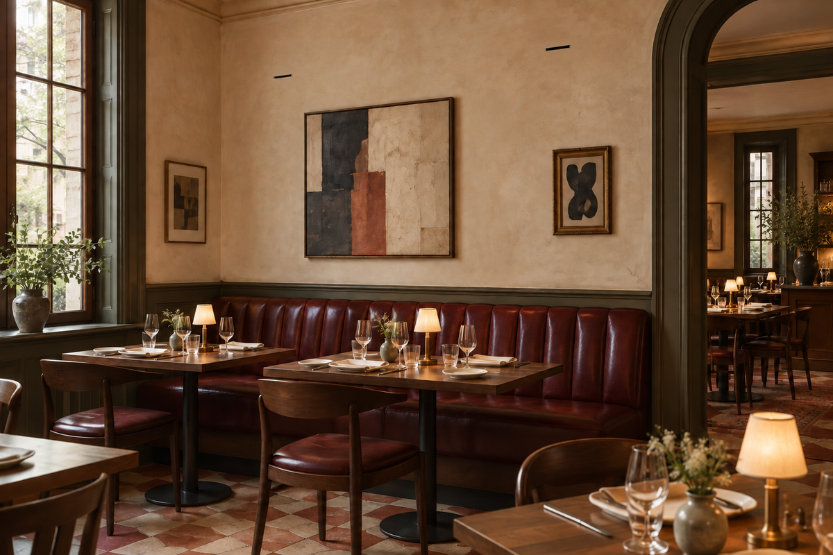 Concept rendering of a restored restaurant with narrow HiFi L6 wall outlets.